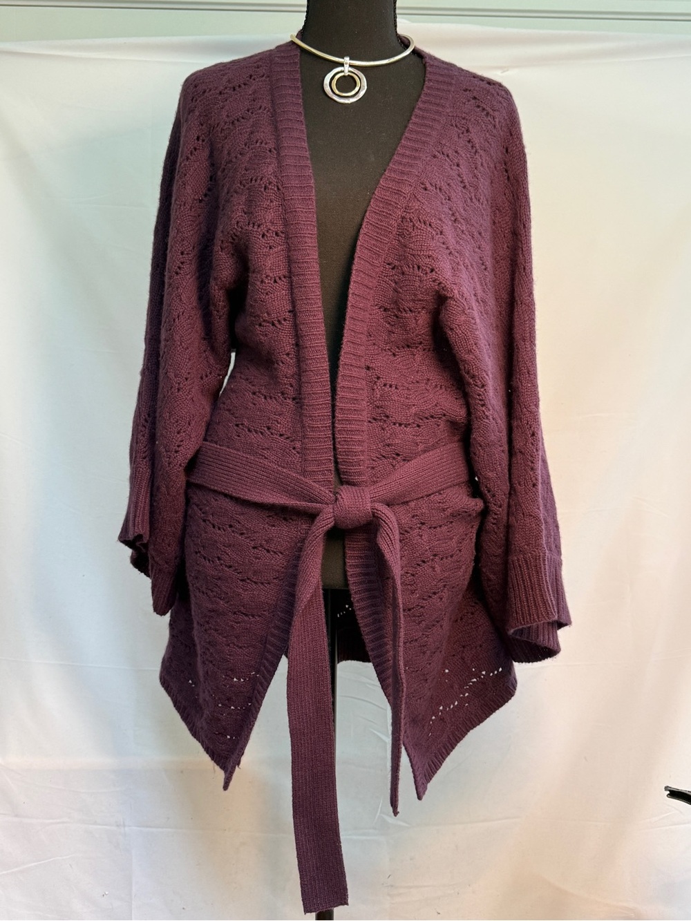 Zadig & Voltaire Plum Belted Open-Front Cardigan
